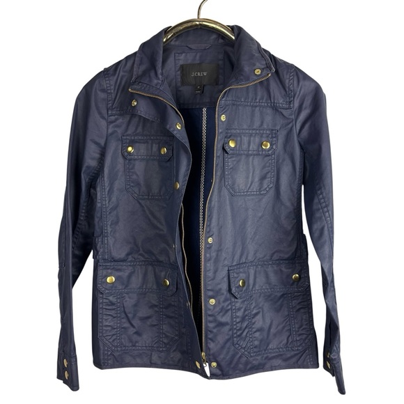 J. CREW 19034 BLUE DOWNTOWN FIELD WAXED 100% COTTON PLACKET UTILITY JACKET - Picture 6 of 16